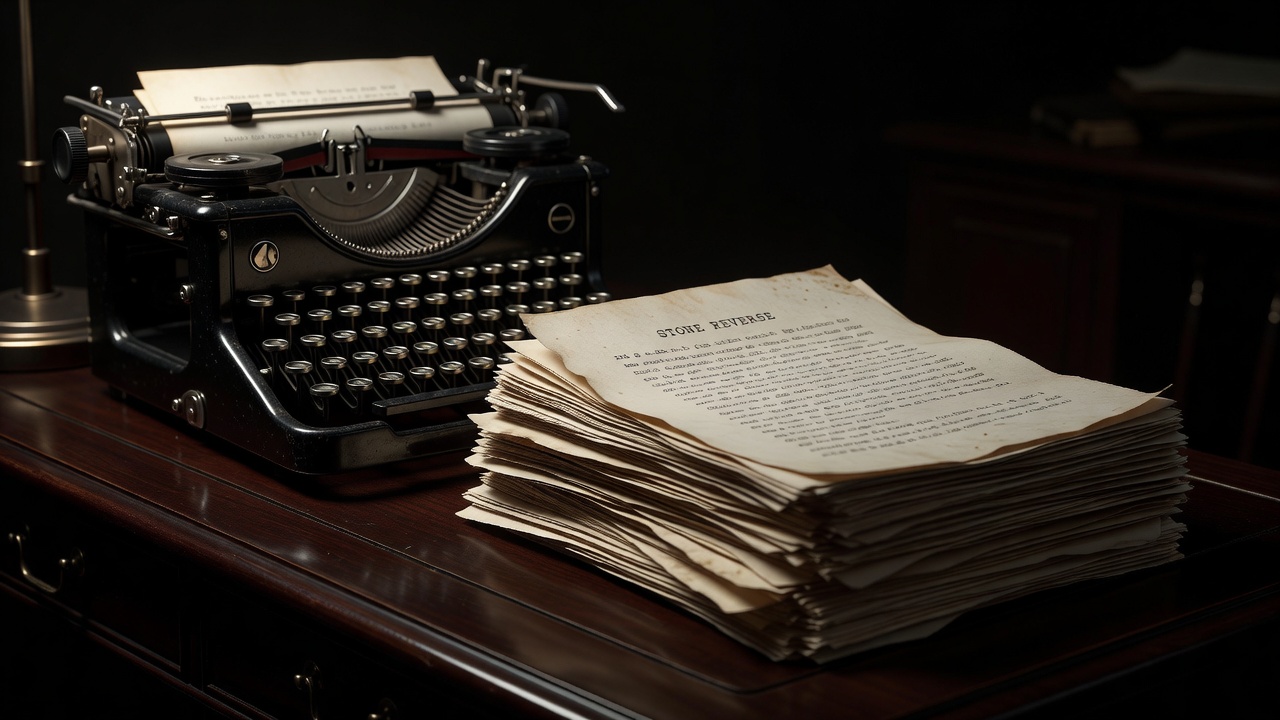 Cinematic typewriter and manuscript